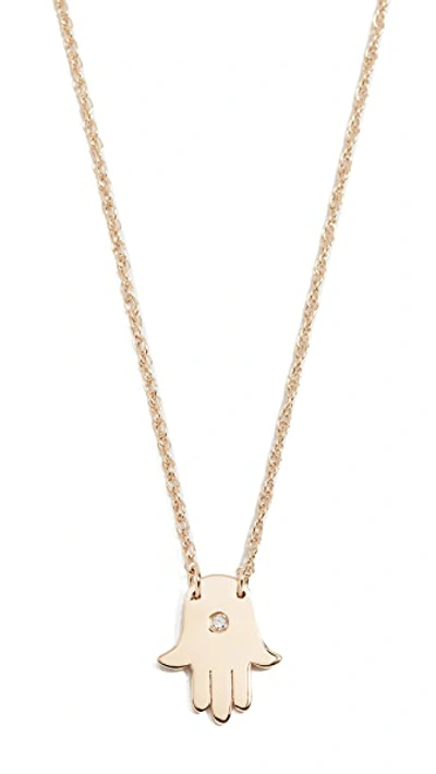 Shop Jennifer Zeuner Jewelry Mini Hamsa Diamond Necklace In Vermeil