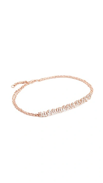 Shop Suzanne Kalan Fireworks 18k Gold Vertical Diamond Baguette Bracelet In Rose Gold