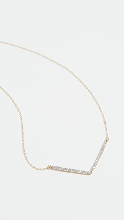 Shop Adina Reyter 14k Large Pavé V Necklace In Yellow Gold