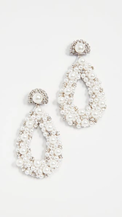 Shop Deepa Gurnani Arabella Earrings In Ivory