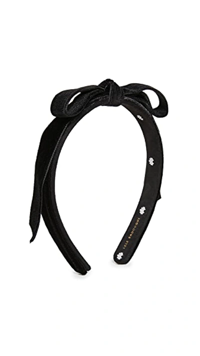 Shop Lele Sadoughi Bardot Ribbon Slim Headband Jet