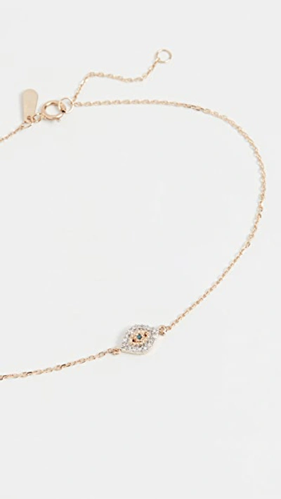 Shop Adina Reyter Super Tiny Pave Evil Eye Anklet In Yellow Gold