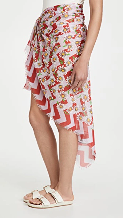 Shop Missoni Silk Sarong In Red