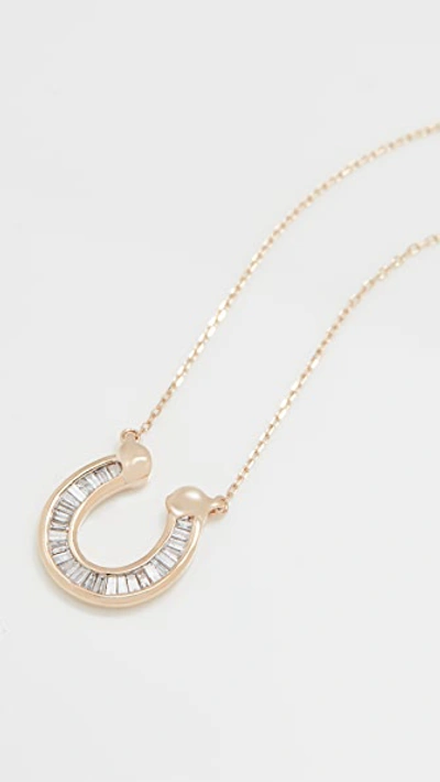 Shop Adina Reyter Baguette Horseshoe Necklace In Yellow Gold