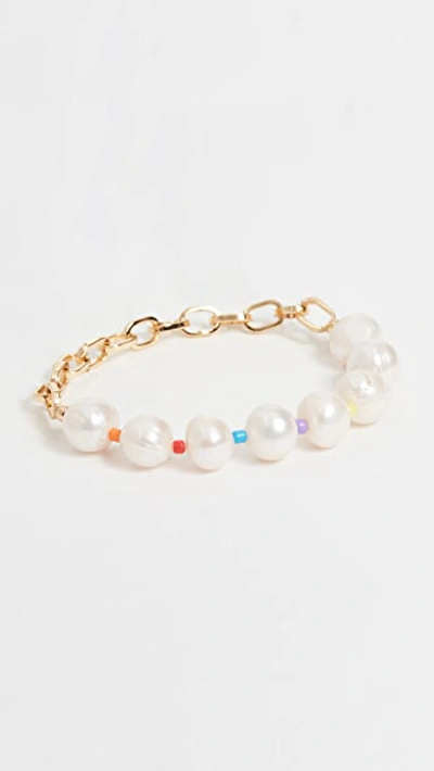 Shop Adinas Jewels Multi Color Pearl X Link Bracelet