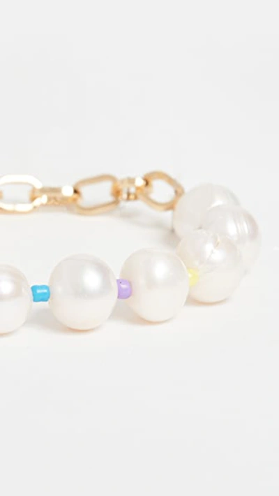 Shop Adinas Jewels Multi Color Pearl X Link Bracelet