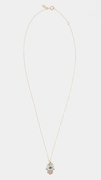 Shop Adina Reyter 14k Baguette Hamsa Necklace In Yellow Gold
