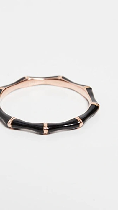 Shop Jennifer Zeuner Jewelry Donna Enamel Ring In Rose Vermeil/black Enamel