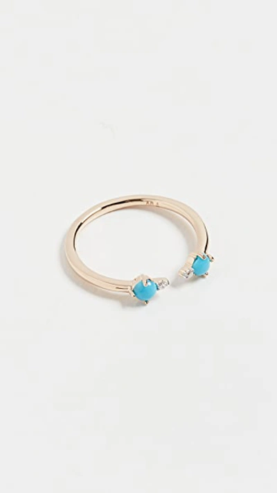 Shop Adina Reyter 14k Turquoise + Round Diamond Ring In Yellow Gold