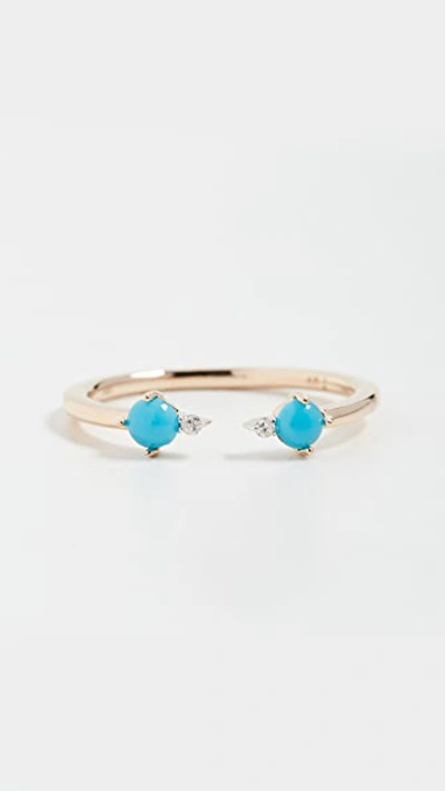 Shop Adina Reyter 14k Turquoise + Round Diamond Ring In Yellow Gold