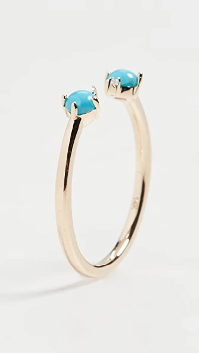 Shop Adina Reyter 14k Turquoise + Round Diamond Ring In Yellow Gold