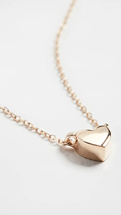 Shop Adina Reyter 14k Super Tiny Puffy Heart Necklace In Yellow