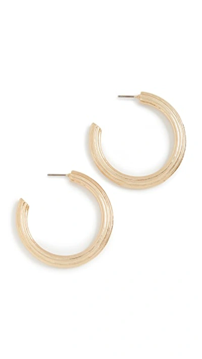 Shop Madewell Ribbed Large Hoop Earrings In Vintage Gold
