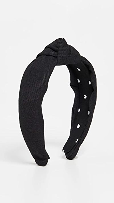 Lele Sadoughi Teddy Knotted Headband In Jet Shearling | ModeSens