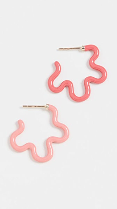Shop Bea Bongiasca Two Tone Asymmetrical Flower Earrings In Pink