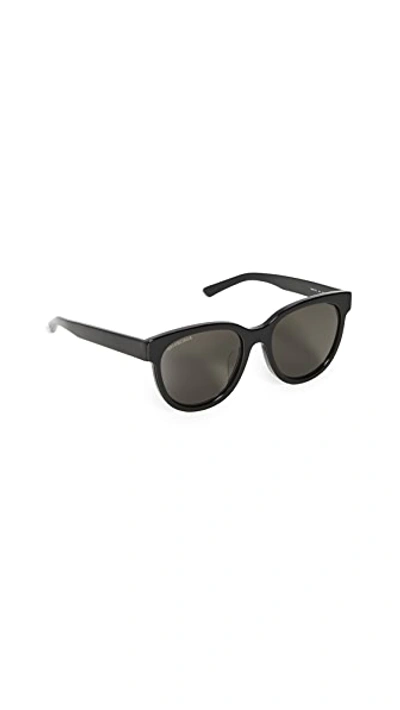 Shop Balenciaga Block Cateye Acetate Sunglasses In Black/black/grey