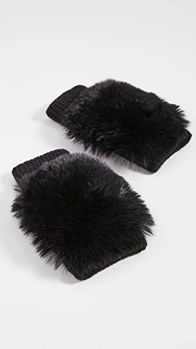 Shop Adrienne Landau Knit Fingerless Gloves In Black