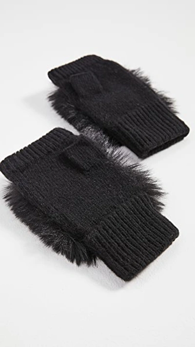 Shop Adrienne Landau Knit Fingerless Gloves In Black