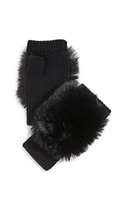 Shop Adrienne Landau Knit Fingerless Gloves In Black