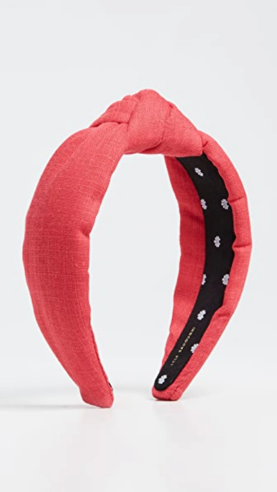 Shop Lele Sadoughi Linen Knotted Headband In Red