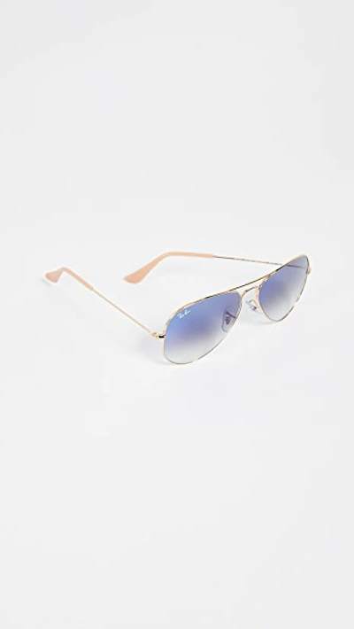 Shop Ray Ban Rb3025 Classic Aviator Gradient Sunglasses In Gold/light Blue
