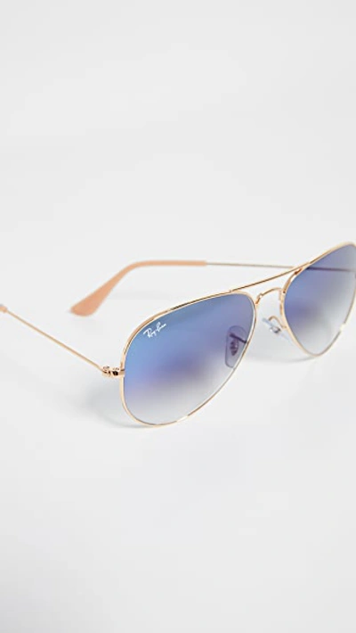 Shop Ray Ban Rb3025 Classic Aviator Gradient Sunglasses In Gold/light Blue