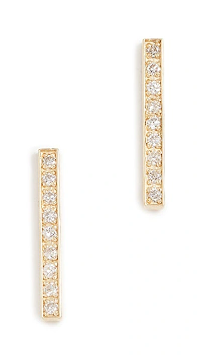 18k Gold Bar Diamond Stud Earrings