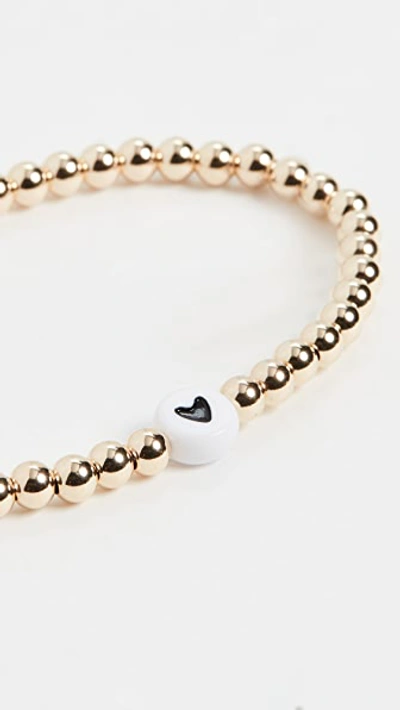 Shop Alexa Leigh 4mm Black Heart Bracelet In Gold