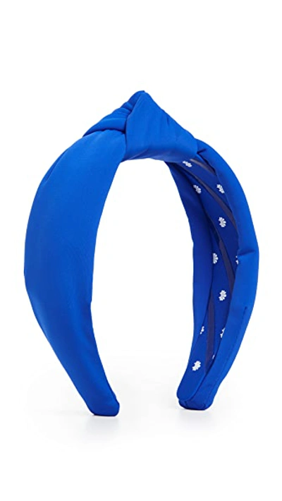 Shop Lele Sadoughi Neoprene Knotted Headband Royal Blue