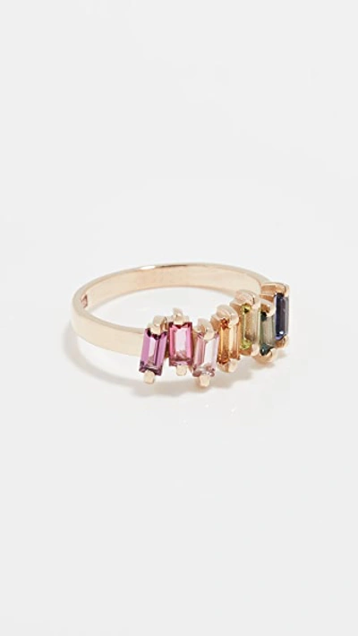 Shop Kalan By Suzanne Kalan Baguette Ring In Yellow Gold/rainbow