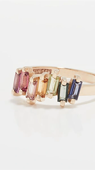 Shop Kalan By Suzanne Kalan Baguette Ring In Yellow Gold/rainbow