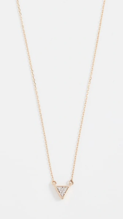 Shop Adina Reyter 14k Super Tiny Solid Pave Triangle Necklace In Gold/clear