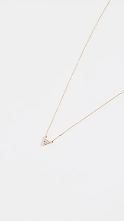 Shop Adina Reyter 14k Super Tiny Solid Pave Triangle Necklace In Gold/clear
