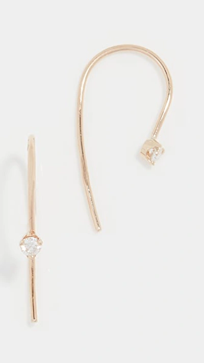 Shop Zoë Chicco Prong Diamonds Earrings In Gold