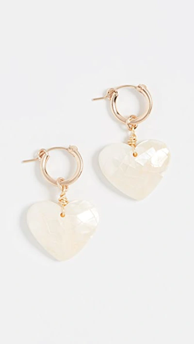 Shop Brinker & Eliza Little Love Earrings In Gold/pearl