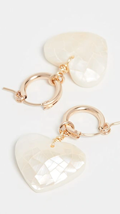 Shop Brinker & Eliza Little Love Earrings In Gold/pearl