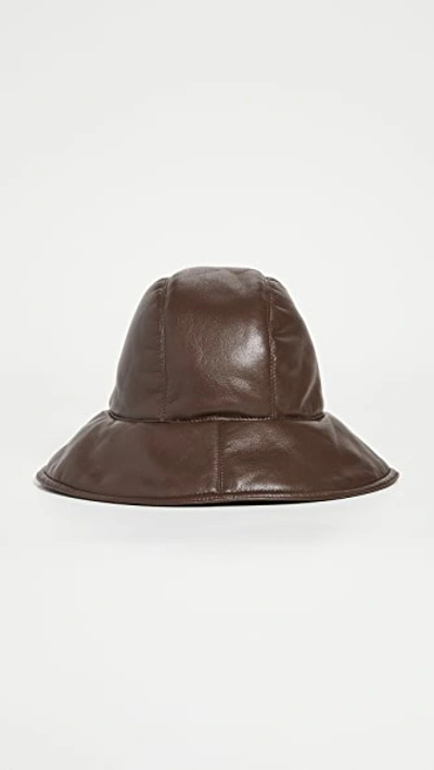 Shop Nanushka Cameron Puffy Bucket Hat In Dark Brown