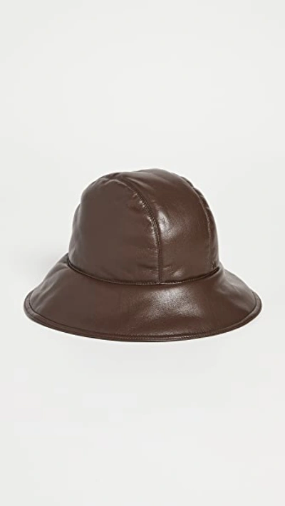 Shop Nanushka Cameron Puffy Bucket Hat In Dark Brown