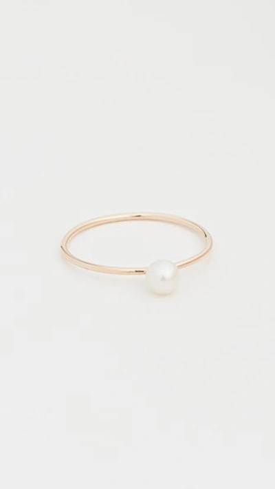 Shop Zoë Chicco 14k Gold Freshwater Cultured Pearl Stacking Ring In Gold/clear