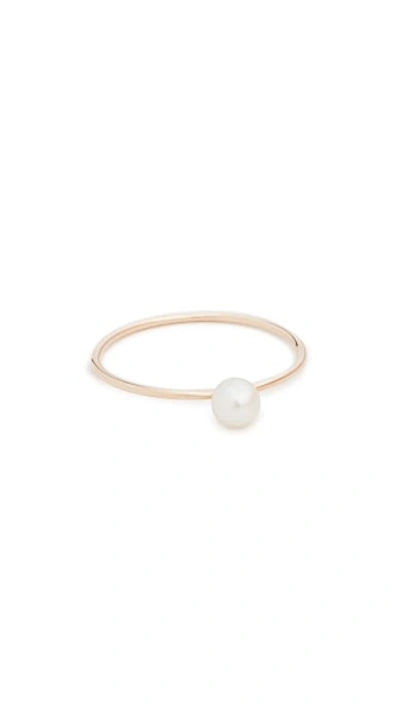 Shop Zoë Chicco 14k Gold Freshwater Cultured Pearl Stacking Ring In Gold/clear