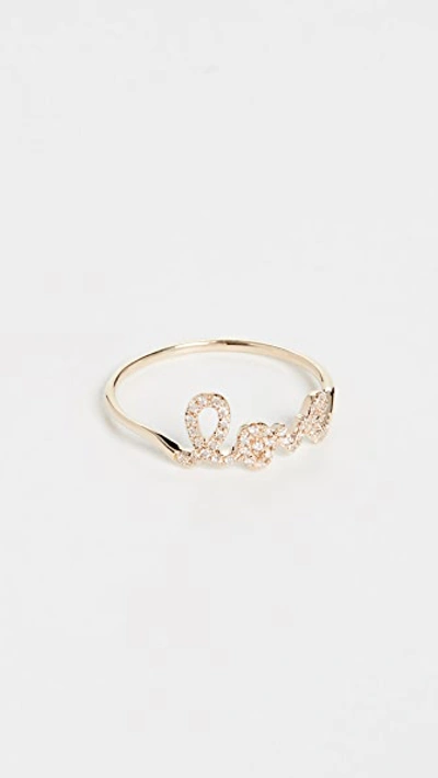 Shop Sydney Evan Love Ring In Yellow Gold