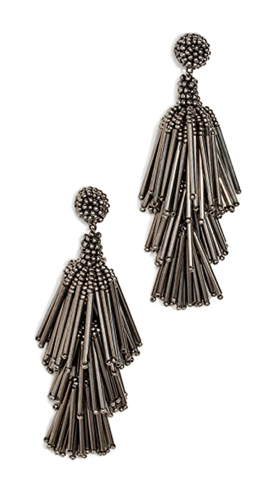 Shop Deepa Gurnani Rain Earrings In Gunmetal