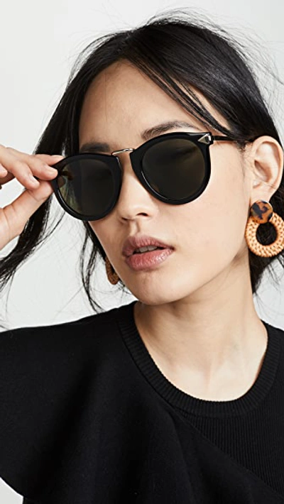 video houten Goot Karen Walker Alternative Fit Harvest Monochromatic Sunglasses, Black  Pattern In Black & Gold | ModeSens