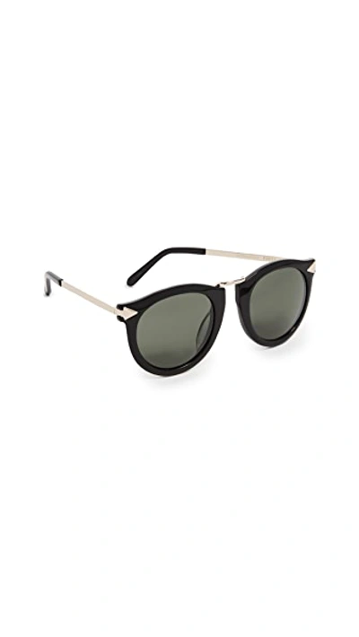 Shop Karen Walker Alternative Fit Harvest Sunglasses In Black/g15 Mono