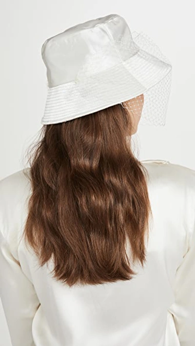 Shop Jennifer Behr Elaine Veiled Bucket Hat In Ivory