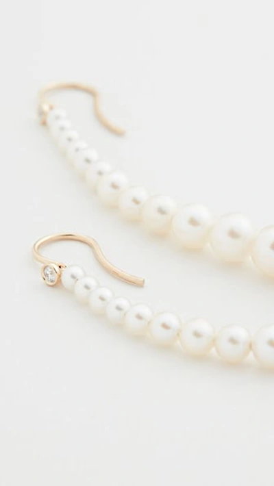 Shop Mizuki 14k Short Graduated Pearl Drop Earrings In Gold/pearl