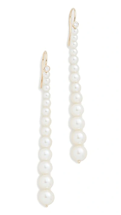 Shop Mizuki 14k Short Graduated Pearl Drop Earrings In Gold/pearl