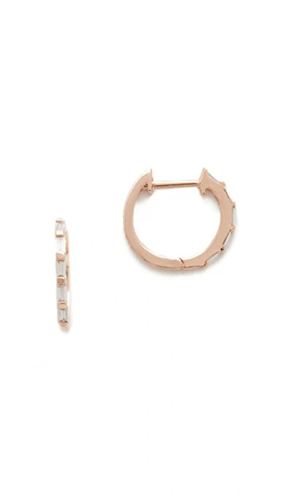 Shop Shay 18k Rose Gold Mini Baguette Diamond Huggie Earrings In Rose Gold/white Diamond