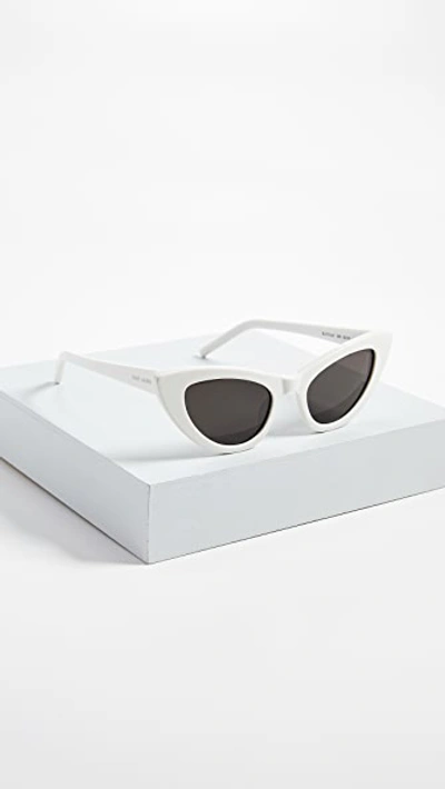 Shop Saint Laurent Sl 213 Lily Sunglasses In Ivory/solid Grey