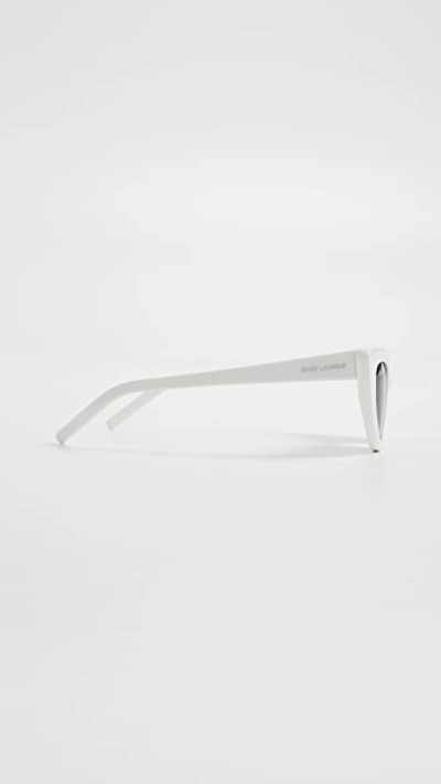 Shop Saint Laurent Sl 213 Lily Sunglasses In Ivory/solid Grey